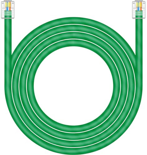 NECABLES Cable de datos CAT5E RJ11 DSL de 100 pies, cable de módem DSL de alta velocidad compatible con ATT RJ11 6P4C macho a macho verde, 100 pies