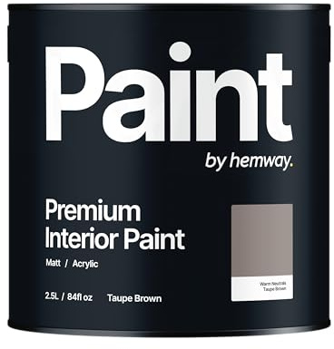Hemway Taupe Brown Paint 2.5 L, Indoor Matt Finish Wall Paint, Acrylic & Water-Based Emulsion, Quick Dry & High Coverage for the Kitchen, Bathroom & Bedroom Walls & Ceiling