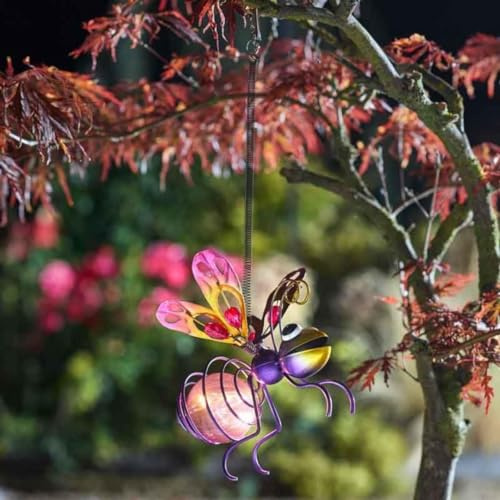 Garden Mile Lila Käfer Licht Außen Solarleuchten für Garten Dekorationen Wasserdichte LED Solarleuchten Außen Perfekt für Bäume Hängekörbe Außendekorationen