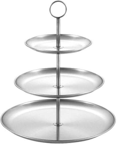 Dianzan Alzata per Torte, 3 Livelli, in Acciaio Inox, Dessert, Cupcake, Piatto Frutta, Riutilizzabile, Piatto Pasticceria, Cupcake, Piatto Portata, Supporto per Compleanno