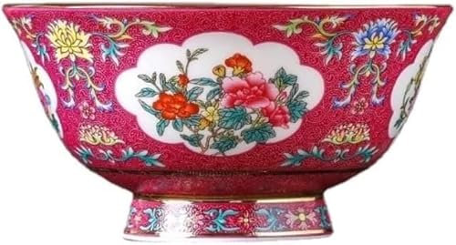 Porzellan im Hofstil Pastellfarbene Porzellanschale, Reisschale aus Porzellan im antiken Palaststil, 15,6 cm, emaillierte Farbe, hochwertige chinesische Shou-Schüssel von Vintage Boutique mit hohen Fü