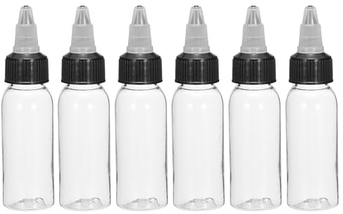 sourcing map 6Pcs 1oz/30ml Squeeze Bottles, Clear Dispensing Bottles with Twist Cap Lids, Plastic Squirt Bottle for Ketchup, Mustard,and Crafts