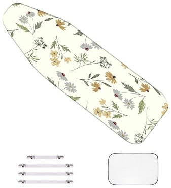 WTAIS Ampia Copertura Dell'Asse da Stiro Doppia, per Una Maggiore Penetrazione del Vapore, con Elegante Motivo a Cuore, Coperture da Stiro con Chiusure Facili da Usare, 160x60cm