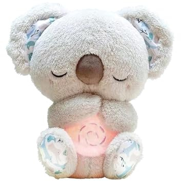 Dabeto Schlummer Koala mit Atembewegung, Beruhigendes Koalabär Kuscheltier, Schlummer Koala Plüschtier, Geburtstagsgeschenk, Geeignet für den Gebrauch im Schlafzimmer (Gray)