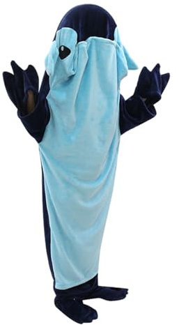 Hai-Decke-Einteiler – tragbare Flanelldecke mit Kapuze, Hai-Schlafsack-Decke | Bequeme und weiche Überwurfdecke für Maskeradepartys, Loungewear, Anzieh- und Pyjamapartys