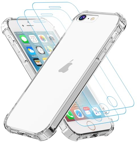 Totill Hülle für iPhone SE 2020/2022 iPhone 8, iPhone 7, 1 Handyhülle mit 3 Stück Hartglas, Weiche TPU Transparent Stoßfest Schutzhülle Durchsichtige Kratzfest Handyhülle i 7/8/seCase Cover