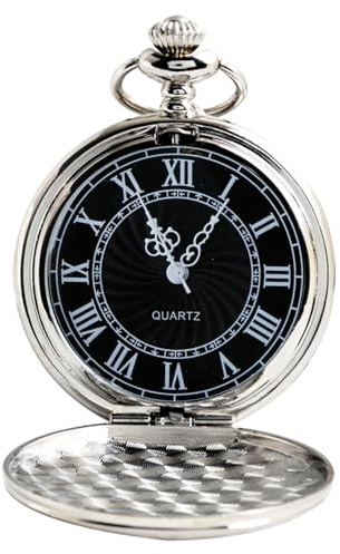 Cerioll Montre Gousset Vintage à Quartz, Montre De Poche, Montre De Poche avec Chaîne, Montre De Poche Unisexe, Montre De Poche Vintage à Cadran en Chiffres Romains, Montre De Poche Moderne