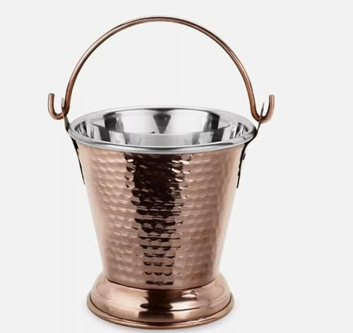 Hammered Copper Stainless Steel Bucket, Serving Dishes, Balti Dish, Tableware, Serveware, Traditional, Ice Bucket, Tureen, Food Serving Soup Curry Daal, Restaurant Cookware, Catering 1L (1000ml)