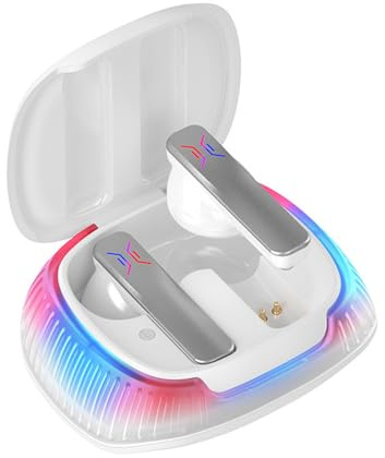 SUIOPPYUW Écouteurs de Jeu à Faible Latence pour Esports avec éclairage ambiant coloré Son Surround ABS B18 écouteurs Bluetooth T, Blanc