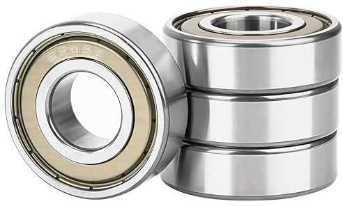 4 Stück 6203ZZ Kugellager 17x40x12mm Chromstahl und Vorgeschmiert Rillenkugellager, 6203Z Doppelte Metalldichtung mit Dichtungen Schilde für DIY, Skateboards, Drehbänke, Motoren