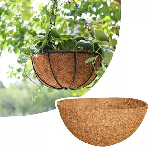 Clovella 2 Pack Hanging Basket Coco Liner 14-20 inch Natural Coconut Liner Round Coco Fibre Replacement for Hanging Baskets at Indoor Outdoor Garden Porch and Balcony (20)