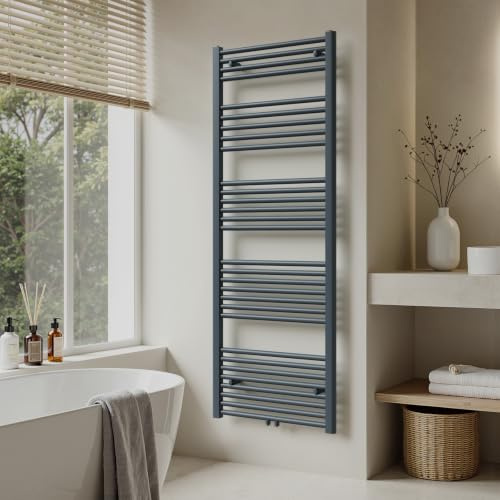S'AFIELINA Badheizkörper 160x60 cm 761 W Handtuchheizkörper Anthrazit | Handtuchtrockner und Handtuchwärmer für Badezimmer mit Mittel- und Seitenanschluss,für Warmwasser-Zentralheizung,ohne Ventile