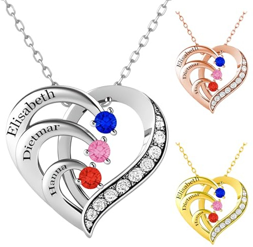 BEXOA Personalisierte Kette mit Namen - Personalisierbarer Namenskette Sterling Silber 925 Halskette für Frauen/Mütter Gravur Geschenke zum Valentinstag, Muttertag, Weihnachten