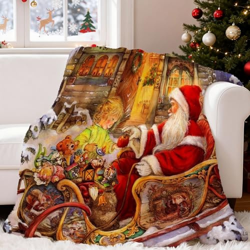 Weihnachtsdecke 150x200cm,kuscheldecke weihnachtens,Weihnachten Decke Sofa,Weiche Warme Winter Weihnachten für Sofa Bett Büro und Outdoor-Reisen (G, 150x200cm)