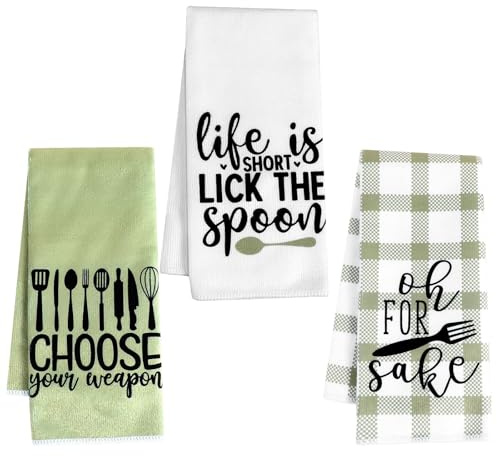 Ptwola 3 Pcs Funny Kitchen Dish Towel Tea Towels Absorbent Quick Dry Cloth Dishcloths Reusable Bar Cleaning Dishcloths Decor for Bathroom Home Cooking Baking Decoration Housewarming Supplies