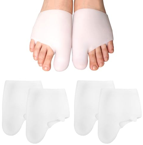 Big Toe Protector,2 Pairs Toe Protectors,Bunion Corrector Big Toe Straightener,Gel Metatarsal Sleeves Pads for Women and Men to Help With Pain Prenvent Corn,Callus,Blisters,Ingrown Toenails (White)