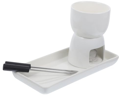 Mobestech Fondue de Chocolate Cerámico Compacto con Quemador Portátil y Base Antideslizante Mini Olla para Derretir Queso y Helado para Uso Doméstico Color Aleatorio Color Aleatorio