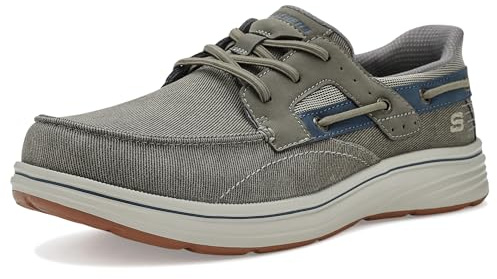Skechers Hombre TROUTT Davey Zapatillas, Gray Canvas/Synthetic, 44 EU