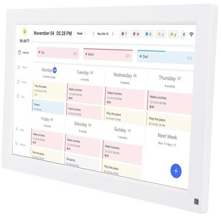Fockety 15,6 Zoll Digital Calenda, 1080P Smart Touchscreen Interaktives Display für Familienpläne und Cloud-Fotos, Elektronischer Kalender mit Wandhalterung (EU-Stecker)
