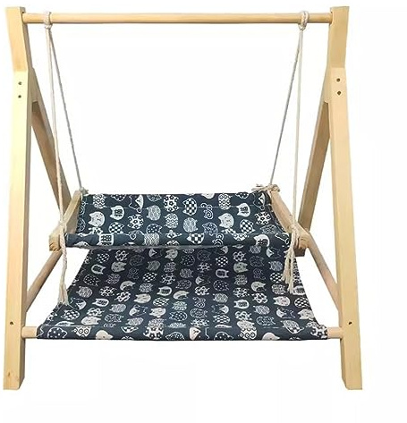 YKMYXZ estantes para Gatos, Silla y Cama Columpio for Gatos Independiente de Dos Pisos, Estructura Estable fácil Montaje, soporta cómodamente hasta 20 Libras(Blue 2)