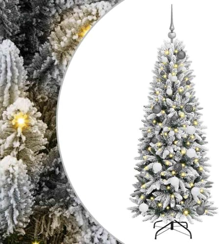 vidaXL Árbol de Navidad Artificial 150 cm PVC y Plástico y Acero y PE, Árbol de Navidad Moderno, Decorativo en Forma de Cono, Luces LED Flexibles, USB, Ideal para Interiores Festivos