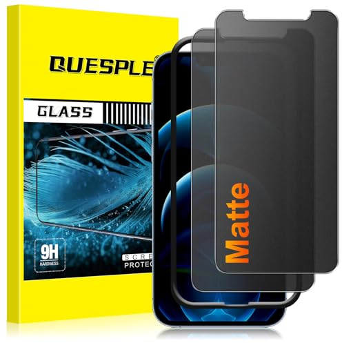 QUESPLE 2 Pack for iPhone 12 Pro Max Matte Privacy Screen Protector 6.7-Inch, 28°Anti-Spy Matte Tempered Glass Film, Anti-Fingerprint, Anti-Glare Matte Screen, Military-Grade Protection