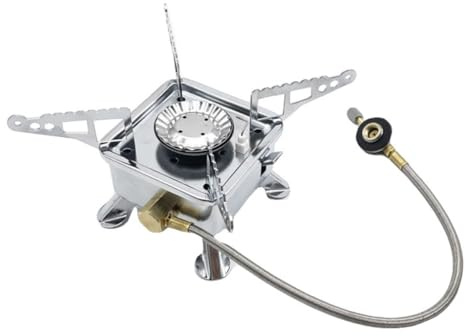 Veemoon Réchaud de Camping Extérieur Portable en Acier Inoxydable, Mini-cuisinière Compacte Brûleur à Gaz, pour Randonnée, Camping Cuisine en Plein Air