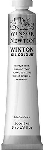 Winsor & Newton 1437644 Winton, feine hochwertige Ölfarbe - 200ml Tube mit gleichmäßiger Konsistenz, Lichtbeständig, hohe Deckkraft, Reich an Farbpigmenten - Titanweiß