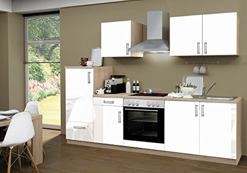 idealShopping GmbH Küchenblock ohne Elektrogeräte Premium 270 cm in weiß glänzend