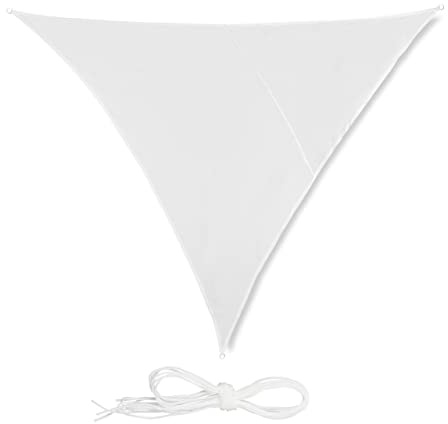 Relaxdays Toldo Vela Triangular, Impermeable, Protección Rayos UV, con Cuerdas para tensar, 4x4x4 m, Blanco