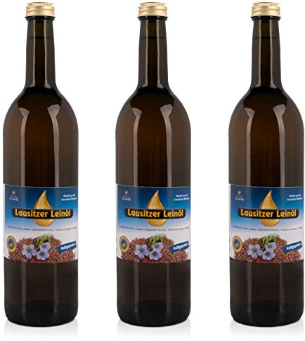 3 x Lausitzer Leinöl (kaltgepresstes Leinöl), 3x 750ml