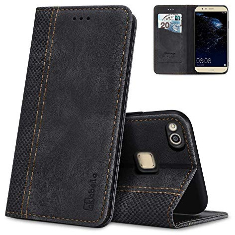 AKABEILA Hülle für Huawei P10 Lite Handyhülle Leder Flip Case Ständer PU Brieftasche Schutzhülle Klapphülle Tasche Case mit [Kartenfach] [Standfunktion] [Magnetisch]