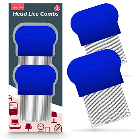 SOL 2pk Head Lice Combs for Kids & Adults - Metal Nit Comb with Micro Precision Teeth for Nits Removal - Gentle on Scalp, Suitable for All Hair Types, Comfortable Grip, Easy to Clean, Great for Fleas