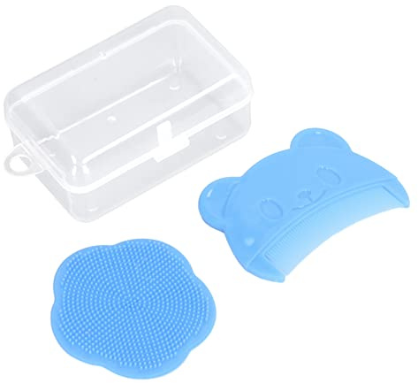 Baby Scalp Brush Set - lättläst mjuk sensorisk silikonborste för nya födda, exfoliera och massera försiktigt, för torr hud, bästa badverktyg (Blå)