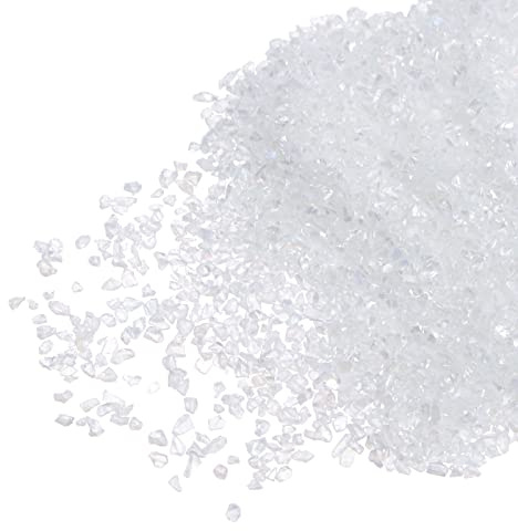 sourcing map 20g Crushed Glass Chips 1-3mm unregelmäßig metallisch Glitzerglas Weiß