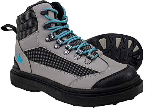 FROGG TOGGS Women's Hellbender Waterproof Fishing Wading Boot, for Fishing Cleated Sole, Gray Cleated, 8