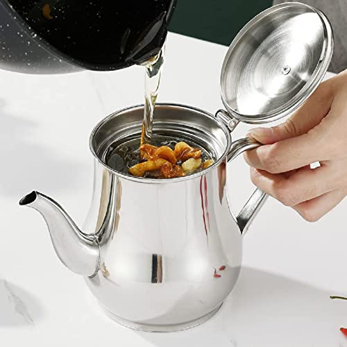 ADWOLT Fetttrennkanne Ölsieb Topf 13oz/0.38L,Edelstahl Kanne mit Sieb,Fettabscheider Speiseölkanne Edelstahl für Frittieröl Speisefett Restaurant Hause Küche Suppe Sieb Tasse