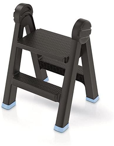 Keden Titan Ladder Folding Step Ladder with 2 Steps Workshop Ladder Maximum Load 150 kg Non-Slip Plastic 47 x 43.5 x 63 cm