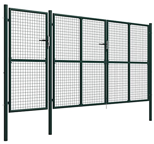Homgoday Stahlzauntor 400x200 cm mit Schloss, grün, für Garten oder Terrasse Model144313