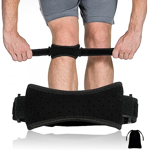 GWAWG 2er Pack Patella Kniebandage Tendon Knee Strap für Damen und Männer Patella Bandage mit Aufbewahrungstasche Verstellbares Band zum Wandern, Laufen, Sport, Basketball, Fußball, Tennis, Volleyball