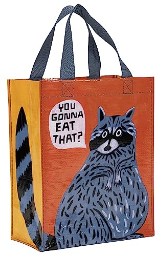 Blue Q Handy Tote Bag - You Gonna Eat That - Recycled & Reusable Sturdy Canvas Shopping Bag with Quirky Art and Handles, 95% Recycled Material Ideal for Lunch, Gift, Groceries 10 h x 8.5 w x 4.5 d