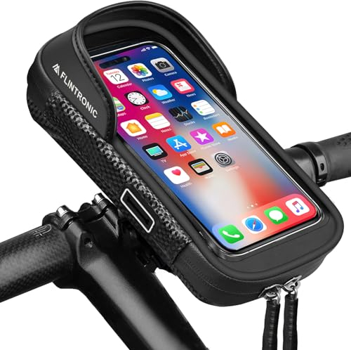 flintronic Fahrrad Rahmentasche, Wasserdicht Handytasche, Lenkertasche mit TPU Sensitivem Touchscreen, Fahrradtasche 360° Drehbar, für Smartphones bis zu 6,7 Zoll für Montainbikes, Ebikes, Rennrad
