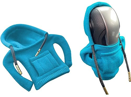 Finyoffiy 2pcs Schalthebel Abdeckung Schaltknauf Auto Car Gear Shift Knob Cover Sweatshirt Gangschaltung Hoodie Abdeckung für Dekoration Innenraum (Blue)