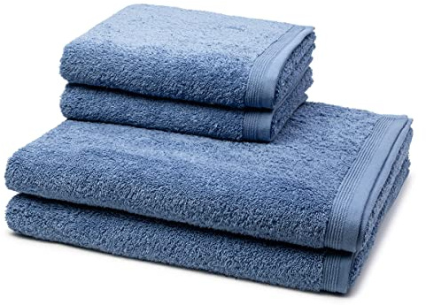 Möve - 4 teiliges Frottier-Set - Superwuschel (2 X Handtuch 2 X Duschtuch im Set) - 520 g/m2 - Baumwolle - Walkfrottee - saugstark - weich und flauschig - Cornflower