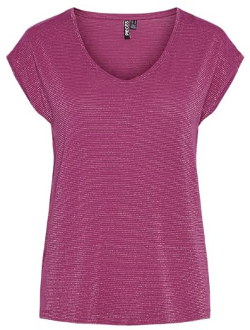 PIECES Pcbillo tee Lurex Stripes Noos BC Camiseta Mujer (Pack de 1)