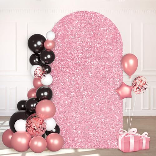 PATYDEST Arche de mariage à paillettes – Support mural Chiara rose de 2,3 m en élasthanne extensible pour décoration de mariage, fête d'anniversaire