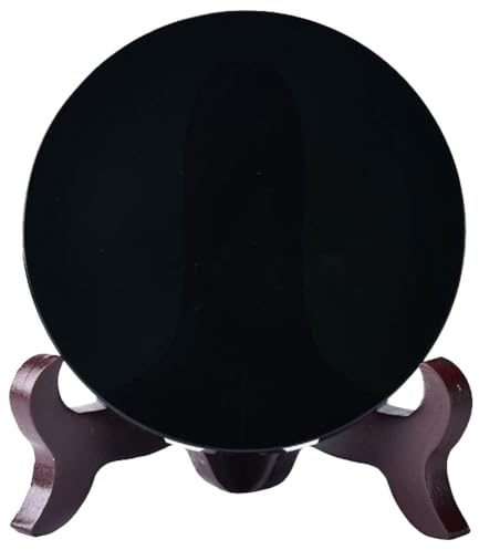 Cabilock Schwarzer Obsidianspiegel Mit Ständer 3.15X3.15X2.36 Zoll Tischdekoration Und Wahrsagespiegel Für Wohnzimmer Büro Und Schlafzimmer