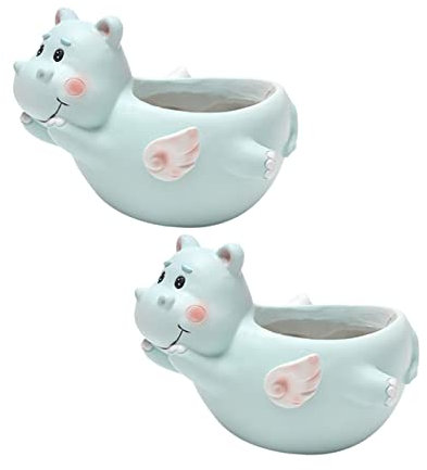 BESPORTBLE 2stücke Cartoon Shy Hippo Blumentöpfe Aus Resin Für Sukkulenten Und Pflanzen Dekorative Pflanzgefäße Für Zuhause Und Büro Niedliche Bonsai Accessoires