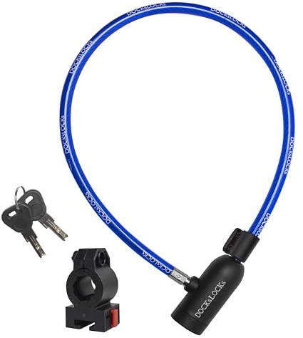 DocksLocks Bike Cable Lock Set with Key Lock, Mounting Bracket, Portable and Compact Anti-Theft Security for Bikes, Scooters and More 2ft