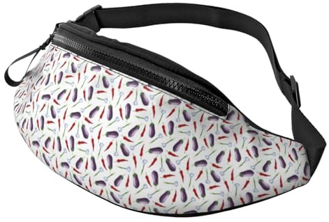 Sac banane à bandoulière pour homme et femme – Aubergine, chili et ail, sac banane de voyage, sac banane de course pour homme et femme